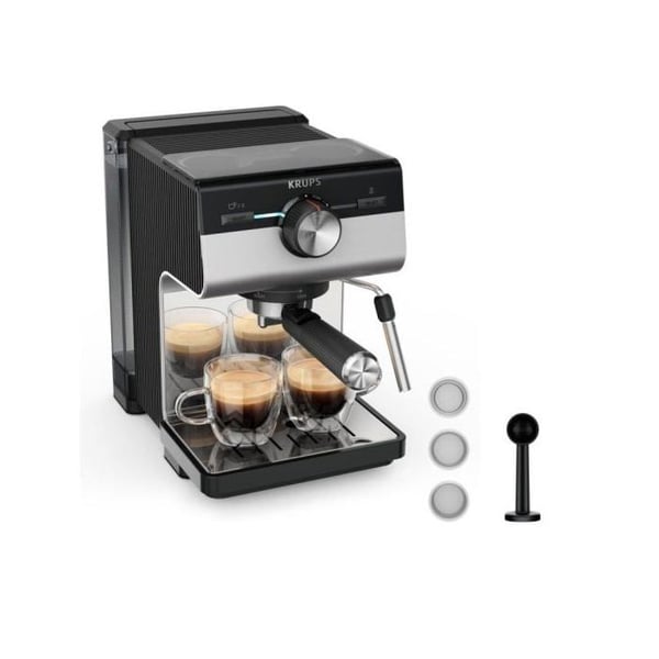 Manuell Espresso Kaffeapparat Krups Authentic+ XP384E10 2 L 15 bar med mjölkskummare