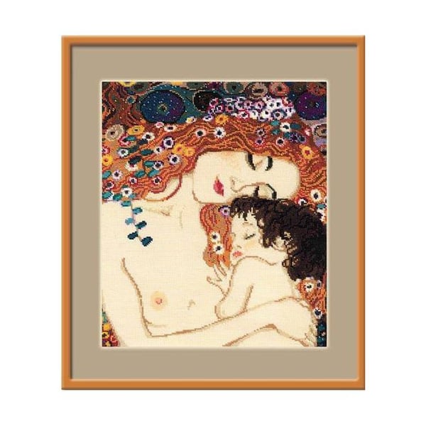 Kit för korsstygn Riolis "Moderskärlek" 30×35 cm - Aida 14ct vit, 24 färger