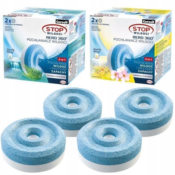 Recharges avfuktare - Ceresit - Aero 360 - 4 dofter tabletter kaskad blommor 450g