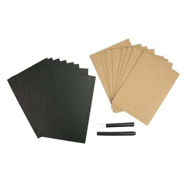 MégaCréa DIY - Kraftkort + Svart kuvert 8 stycken + 2 markörer