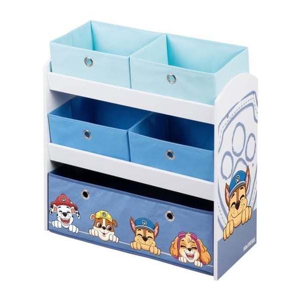 Leksakshylla - ROBA - Paw Patrol - Förvaringslådor i tyg - Blå / Vit