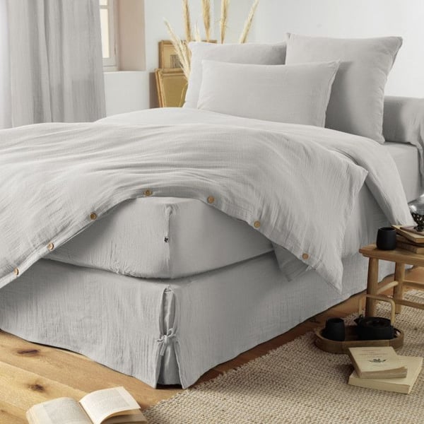 Cache-sommier "Gaïa" alla dimensioner "Gaze de Coton" - Gaïa Nuage - 180 x 200 cm - Gaia Nuage -