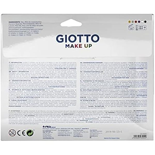 Set med kosmetiska färger - GIOTTO - 6 metalliska färger - 5ml - Inkluderar pensel - Dermatologiskt testad
