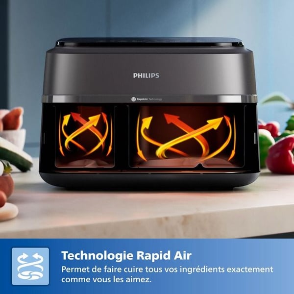 Philips Airfryer NA352 00 Dual Basket 9L 2750W svart koppar (NA352/00)