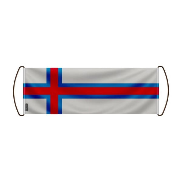 Scrollbanner – Färöarnas flagga – 24 x 70 cm – Polyester – Handflagga – Pixelforma