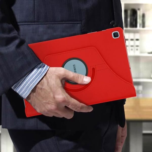 Etui för Samsung Galaxy Tab S6 Lite - AVIZAR - Hel skydd - Rotationsstöd 360° - Röd - Syntetisk
