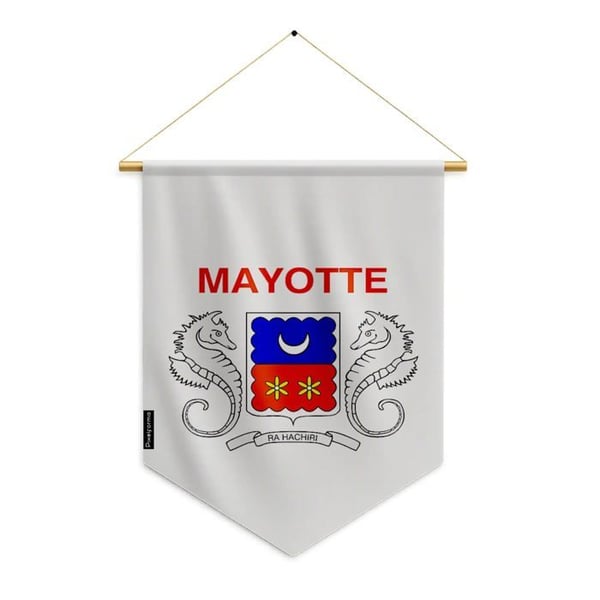 Fanion – Mayotte-flagg – 30 x 45 cm – Polyester – Att hänga – Pixelforma