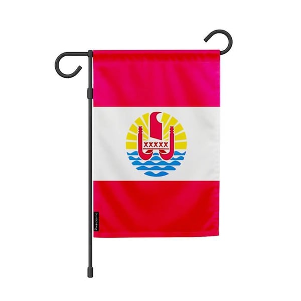 Flagga för trädgård av Franska Polynesien – 32 x 47.5 cm – Hållbar polyester – Horisontellt format – Ute – Pixelforma