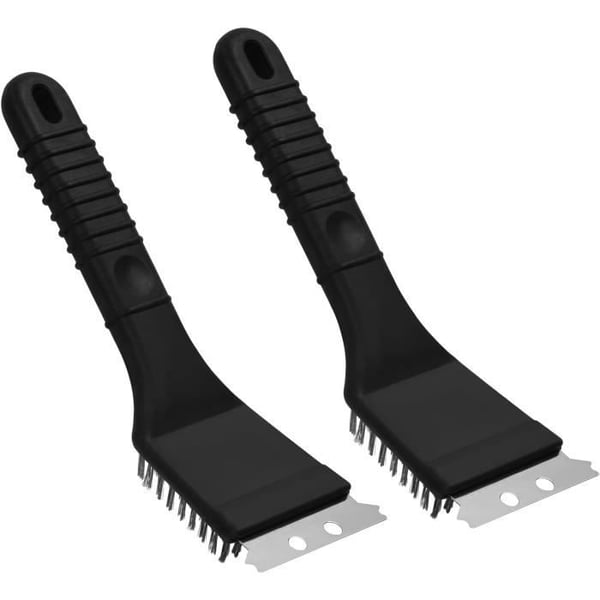 Rengöringsborste - Rostfritt stål - Set om 2 - Halkfri - För gasgrill - Borttagning av fläckar