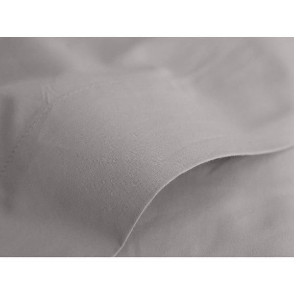 Platt lakan ren kammad långfibrig bomullspercale 80 trådar/cm² Sydvind - Ask - 270 x 300 cm för king size-säng