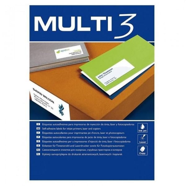 Etiketter - MULTI3 - 105x35 mm - 500 ark - Vit färg - Multifunktionell