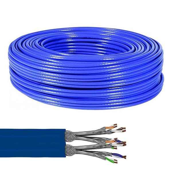 CONECTICPLUS Ethernetkabelspole RJ45 Cat7A+ dubbel monofilament dubbel skärmning koppar AWG22 - 500m Blå
