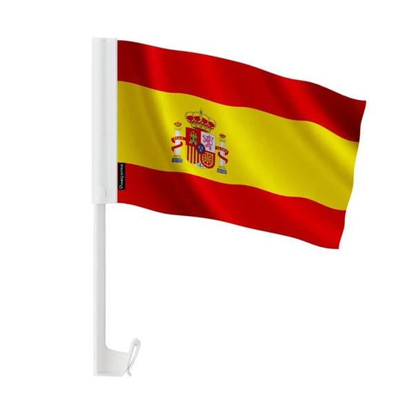 Flagga Bil Spanien – 14 x 21 cm – Polyester Tyg – Fäste på Fönster – 20 stycken – Pixelforma