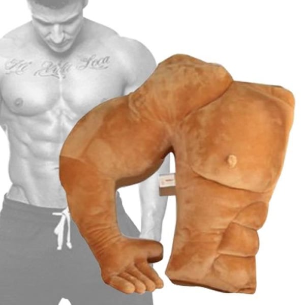 Kramkudde - Muskulös torso - 100% polyester - Beige brun - 40 x 40 x 15 cm
