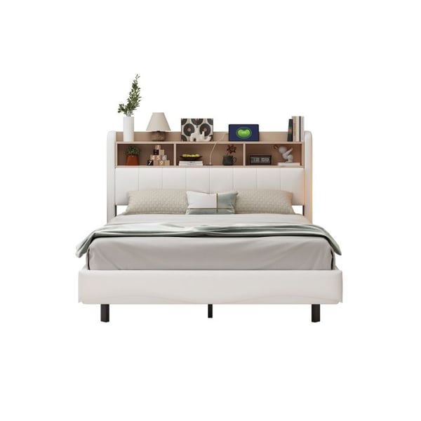 Belyst mural - MUVOE - 140x200 - Lin beige - LED - USB Type-C