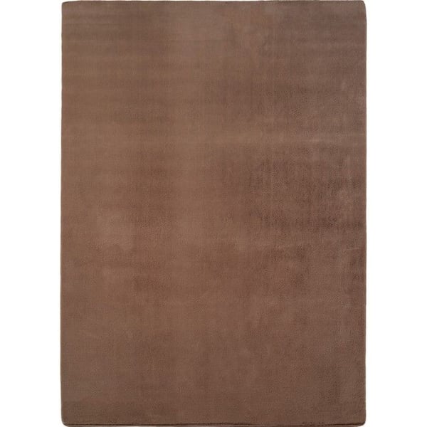 Rund brun tvättbar matta med korta hår, rund, halkfri och mjuk, modern design för vardagsrum, sovrum, 80X150 cm