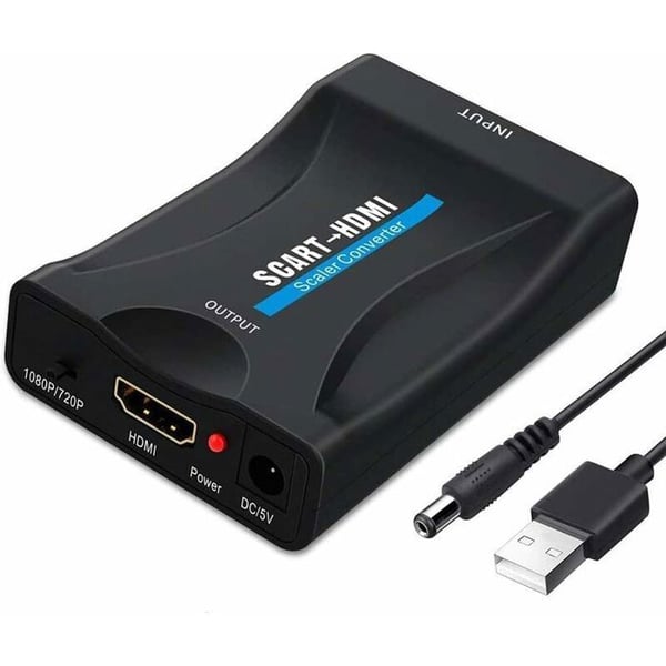 Péritel-HDMI-adapteri - PZCC - 720p/1080p - Plug and Play - ABS - Musta