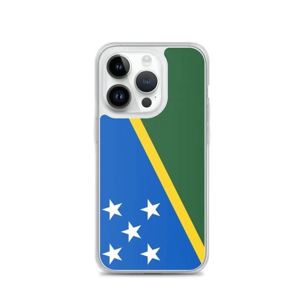 Mobilskal – Flagga Salomonerna – Kompatibel med iPhone 14 Pro – Mjukt fodral – Slitstarkt och Stötresistent - Silikon - Pixelforma