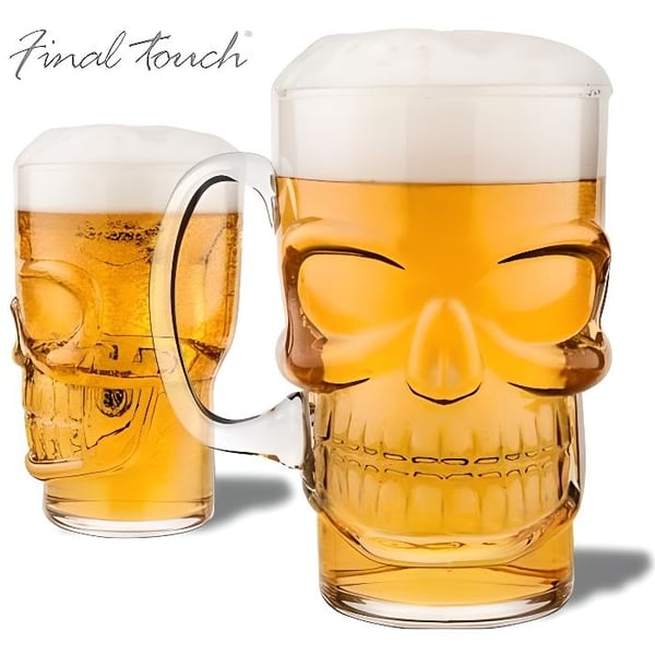 Ölglas - Dödskalle - Transparent - Glas - Diskmaskinssäker