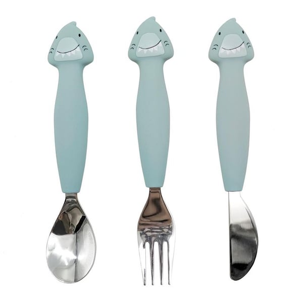 Bestick 3 delar i silikon - Mr. Shark