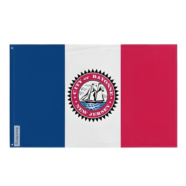 Flagga för staden Bayonne (New Jersey) – 128 x 192 cm – Polyester – Metallöglor – Motståndskraftig
