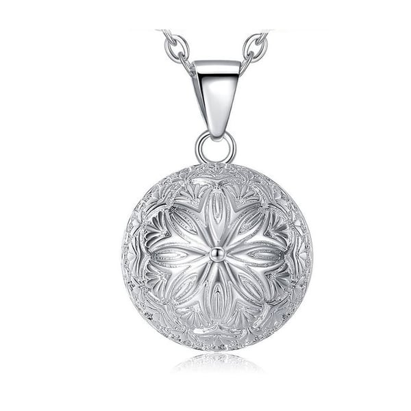 Silverpläterad Blomma Gravid Bola Halsband
