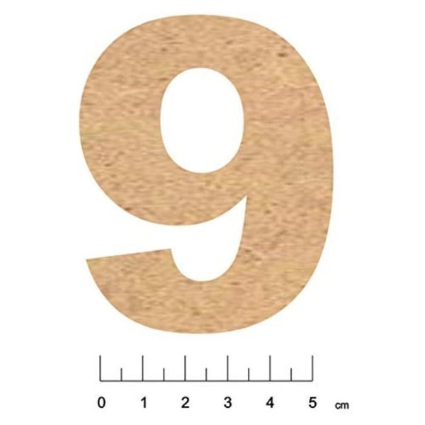 Terre & Bois Créations - Klistermärke i MDF trä 7,5cm Siffra 9
