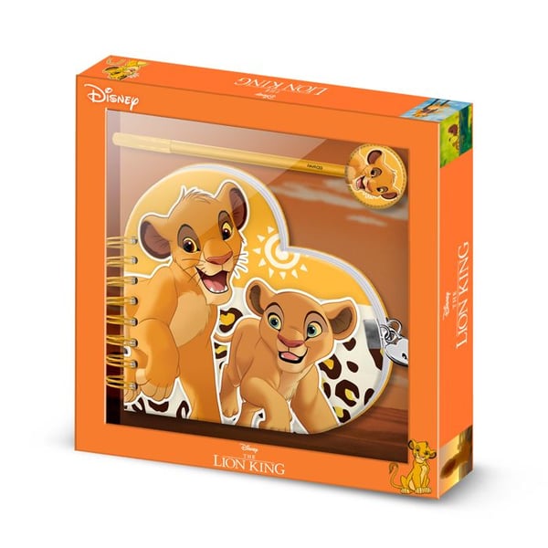 Pack av dagbok med hjärta + penna - Disney Lejonkungen Afrika - Gul - One size