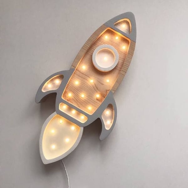 Little Lights - Ljusgrå Rocket Night Light Lamp
