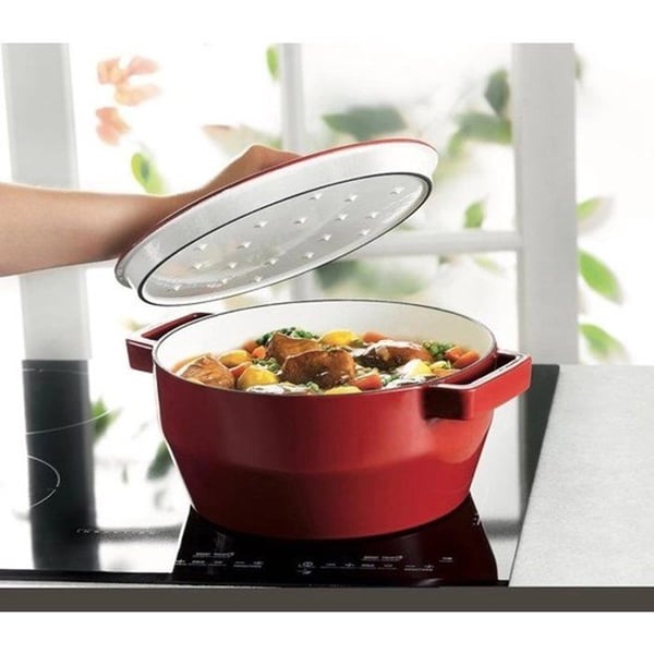 Rund gryta - PYREX - Långsam matlagning - 24 cm - Röd