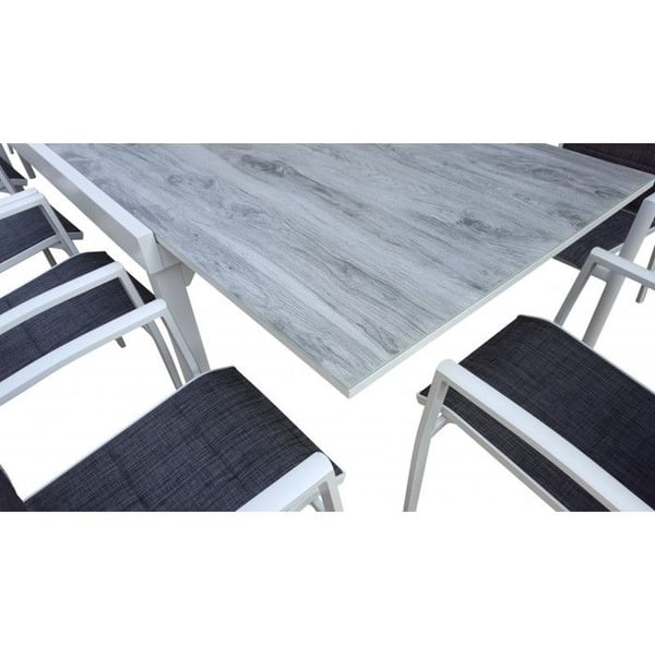 Trädgårdsbord ModuloWood T 4 / 8 Glas Deco Trä Vit Wilsa Garden