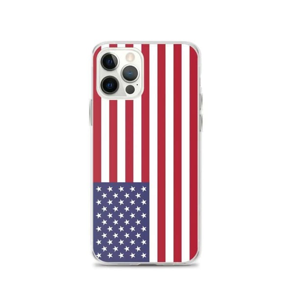Telefonfodral – USA:s flagga – Kompatibel med iPhone 12 Pro – Flexibelt fodral – Stöttålig och stötdämpande - Silikon - Pixelforma