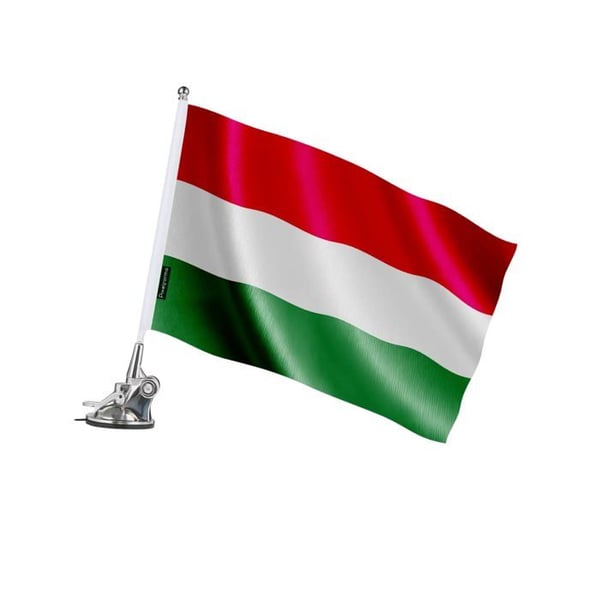 Suction Cup Flagpole – Ungerns Flagga – 27 x 35 cm – Polyester – Rostfritt Stål – Pixelforma