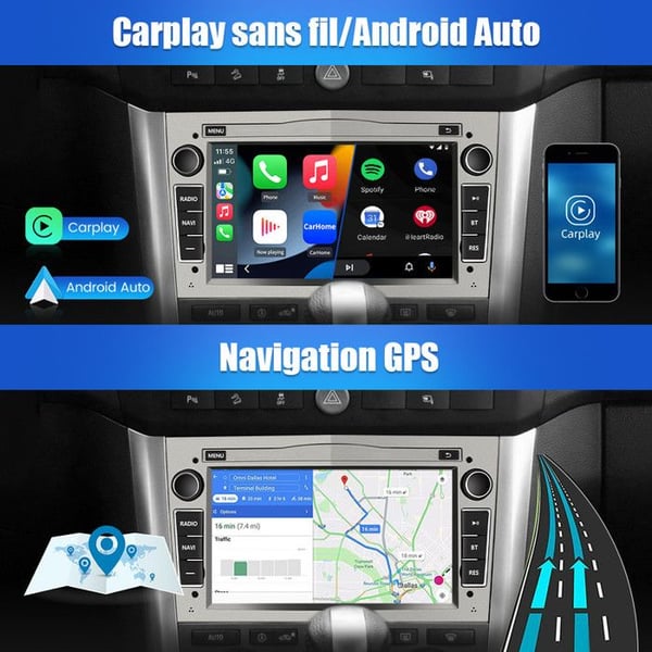 AWESAFE Autoradio Android 13 2Go+64Go til Opel Corsa Vivaro Antara Zafira Astra 7 '' Touchskærm Carplay Android Auto Grå