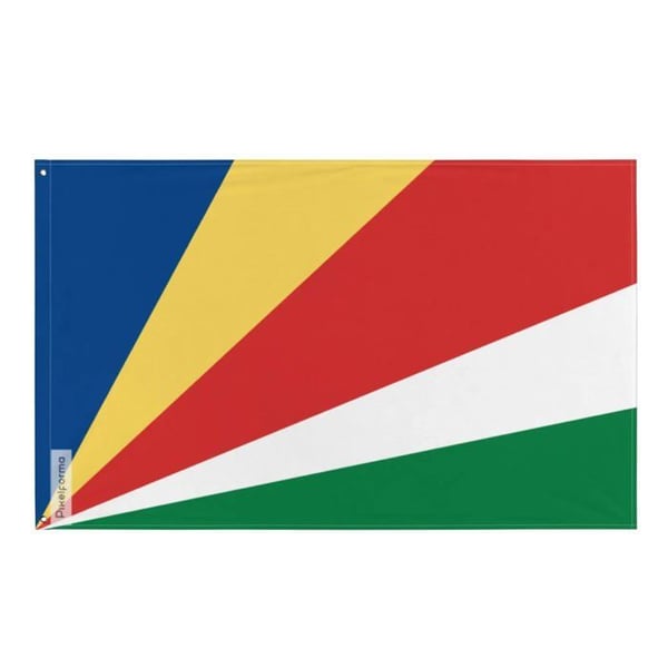 Seychellernas flagga – 160 x 240 cm – Hållbar polyester – 2 metallöglor – Inomhus / Utomhus – Pixelforma