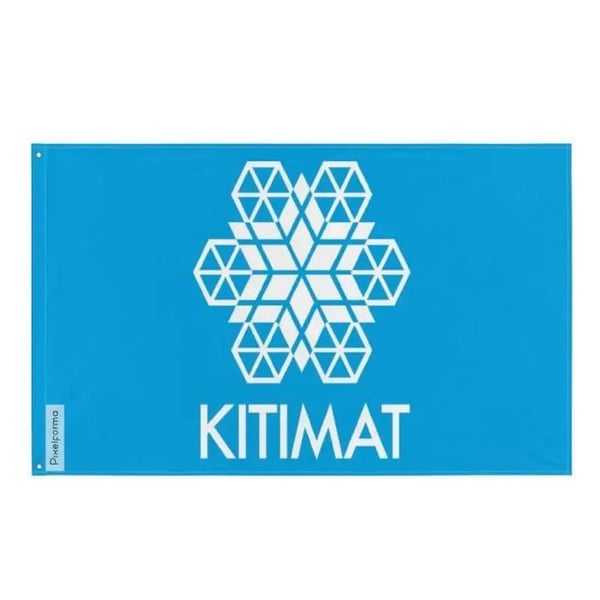 Kitimat Flagga – 128 x 192 cm – Motståndskraftig Polyester – 2 Metallöglor – Inomhus / Utomhus – Pixelforma
