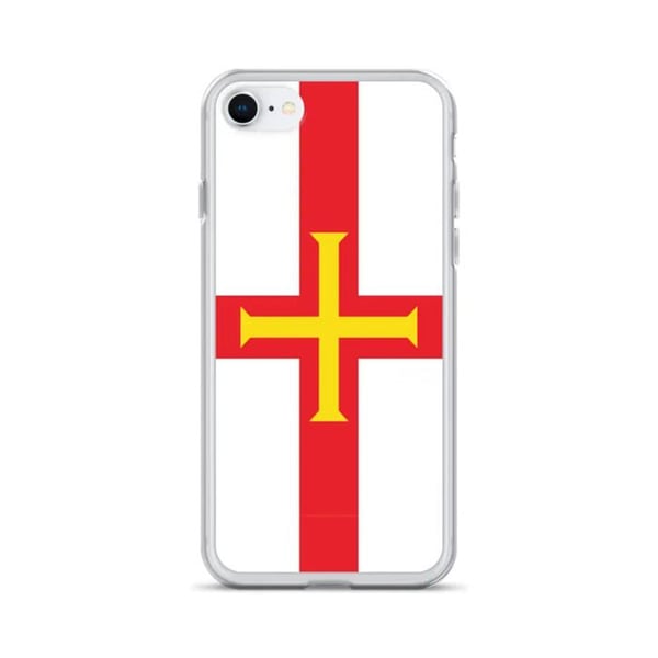 Mobilskal – Guernsey Flagga – Kompatibel med iPhone 8 Plus – Flexibelt Fodral – Slitstarkt och Stöttåligt – Silikon – Pixelforma