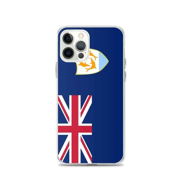 Telefonfodral – Anguilla-flagga – Kompatibel med iPhone 12 Pro – Mjukt fodral – Slitstarkt och stötresistent – Silikon – Pixelforma