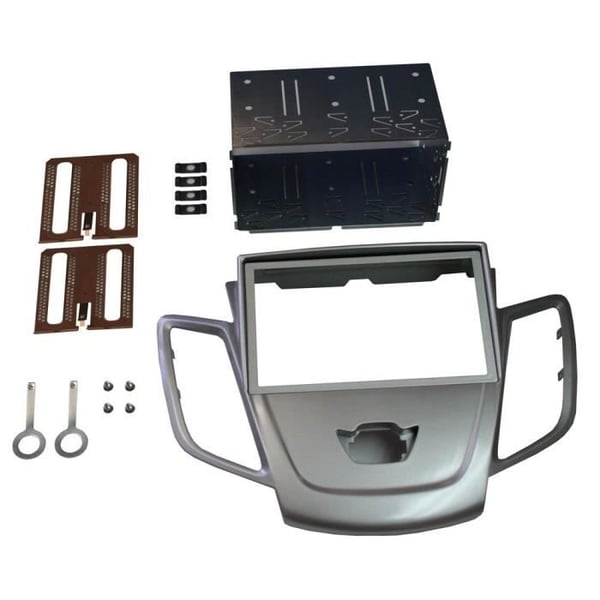 Dubbel DIN bilradioadapter - AUTOLEADS - Ford Fiesta 2009 - Grå silver - Metallbur - Kompatibel med Ford Mondeo