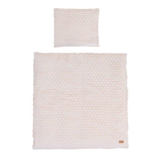 Sängkläder ROBA - Frosty Almond - Ekologisk Bomull Oeko-Tex - Påslakan 80x80 + Örngott 35x40 - Reliefformade Prickar - Beige Almond