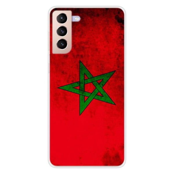 1001Coques - Silikonfodral kompatibelt med Samsung Galaxy S21 Plus - Marockansk flaggmönster - Originaldesign tryckt i Frankrike