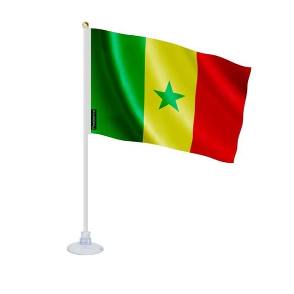 Mini Flagga av Senegal – Sugkopp – 14 x 21 cm – För Slät Yta – Polyester – 1 styck – Pixelforma