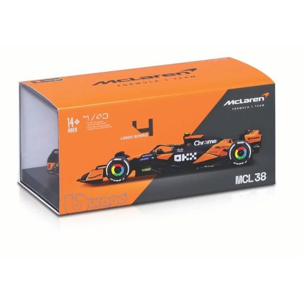 Miniatyrbil - BBURAGO - McLaren F1 Team MCL38 - 1:43 - Hjälm inkluderad - Unisex