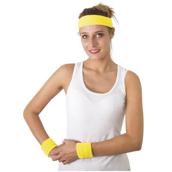 Tillbehör Utklädnad - LITEN CLOWN - Huvudband och Handledsband - Fluogul - 80-tal - Unisex