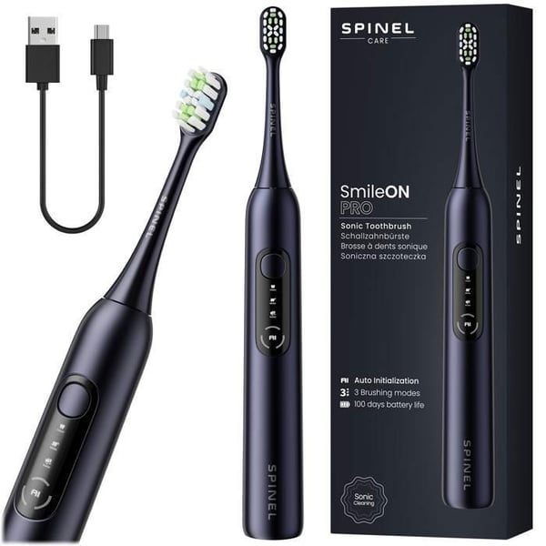 Elektrisk tandborste - Spinel Care - SmileOn PRO - 3 lägen - Smart detection - Svart