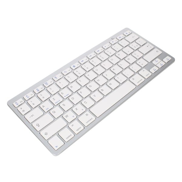 Bluetooth-tangentbord AZERTY med 7 multimedia genvägar, 30 dagars batteritid, Silver
