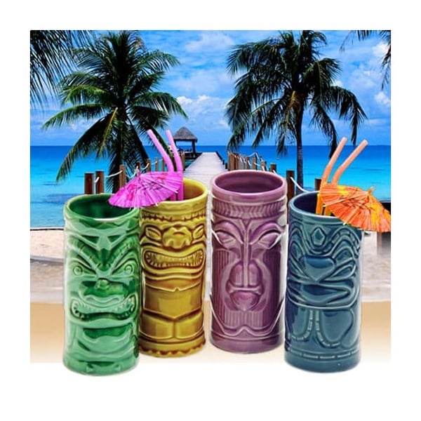 Sats av 4 cocktailglas Statuetter Tiki mugs tiki