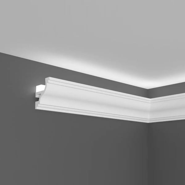 PROVISTON Ljuslist Polymer 40 x 45 x 2000 mm Vit Indirekt belysning LED-belysning