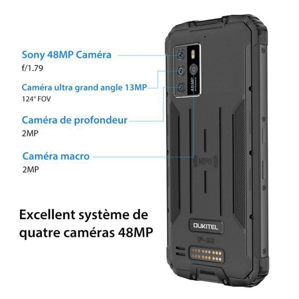 OUKITEL WP10 5G Robust Smartphone 8GB + 128GB 6,67" FHD+ 8000mAh IP68&IP69K Vattentät NFC 48MP Kamera Android 10 GPS - Svart