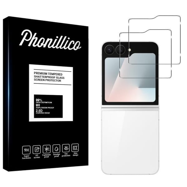 Härdat glas för Samsung Galaxy Z FLIP 7 FE [Pack 2] Skärmskyddsfilm Phonillico®